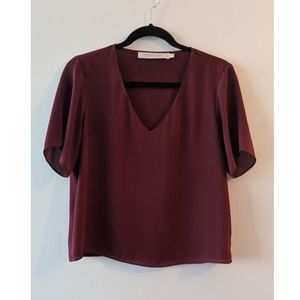 Burgundy short sleeve blouse